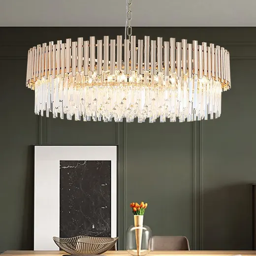 16-light tiered crystal chandelier, gold