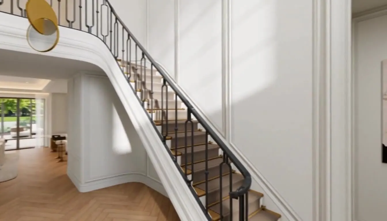 Turramurra · Residential design visual · Staircases, balustrades and wall mouldings connect the details of a home.